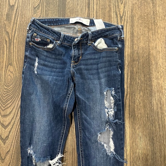 Hollister Super Skinny Jeans Distressed Whisker Denim Medium Wash Blue Size 27 - Picture 3 of 11